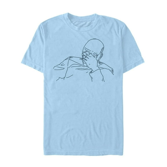 Men's Star Trek: The Next Generation Captain Picard Face Palm Line Drawing Graphic Tee Light Blue X Large