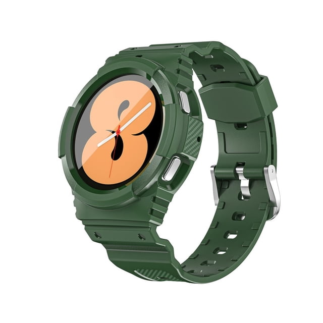ALMNVO Bracelet Compatible pour Galaxy Watch 4 40mm 44mm Frontier TPU Robuste Étui+bracelet Galaxy Watch 4 Sanglevert Foncé