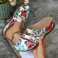 thumbnail image 3 of Women's Suede Clogs with Arch Support Floral Embroidery Slip On Wedge Platform Sandals Non Slip Close Toe Slides White Size 9.5, 3 of 6