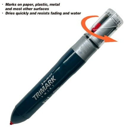 Rushit Trimark 3-in-1 Permanent Marker Pen – Red, Blue, Black Ink – Multi-Surface, Quick-Dry, Fine Tip