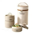 thumbnail image 6 of 3 Pcs Portable Lunch Container Set Separate Stackable Stainless Lunch Container with Lunchs Bag Bento Box Hot Food Lunch Containers Blue 9.4 In, 6 of 8