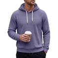thumbnail image 6 of Qgtaibl Men's Waffle Knit Pullover Hoodie Soft Textured Drawstring Hood Sweatshirt Long Sleeve Solid Color Loose Fit Casual Hooded Top for Daily Fall Wear XL, 6 of 9