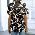 thumbnail image 7 of OIOLOYJM Blouses for Women 2026 Dressy Geometric Print Short-Sleeve Button Shirts Summer Loose Fit Collared Outfits Office Outwear Dark Gray S, 7 of 7
