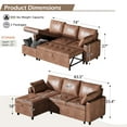 thumbnail image 2 of YODOLLA Sofa Bed, 3 in 1 Sleeper Sofa with Storage Chair, Faux Leather L Shape Couch, Sectional Pull Out Sofa Bed Mid Century Modern Couch for Living Room Clearance, Comfy Sleeper Couch in Brown, 2 of 8