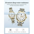 thumbnail image 6 of OLEVS Valentines Couple Pair Quartz Watches Luminous Calendar Date Window 3ATM Waterproof, Casual Stainless Steel His and Hers Wristwatch for Men Women Lovers Wedding Romantic Gifts Set of 2, 6 of 13