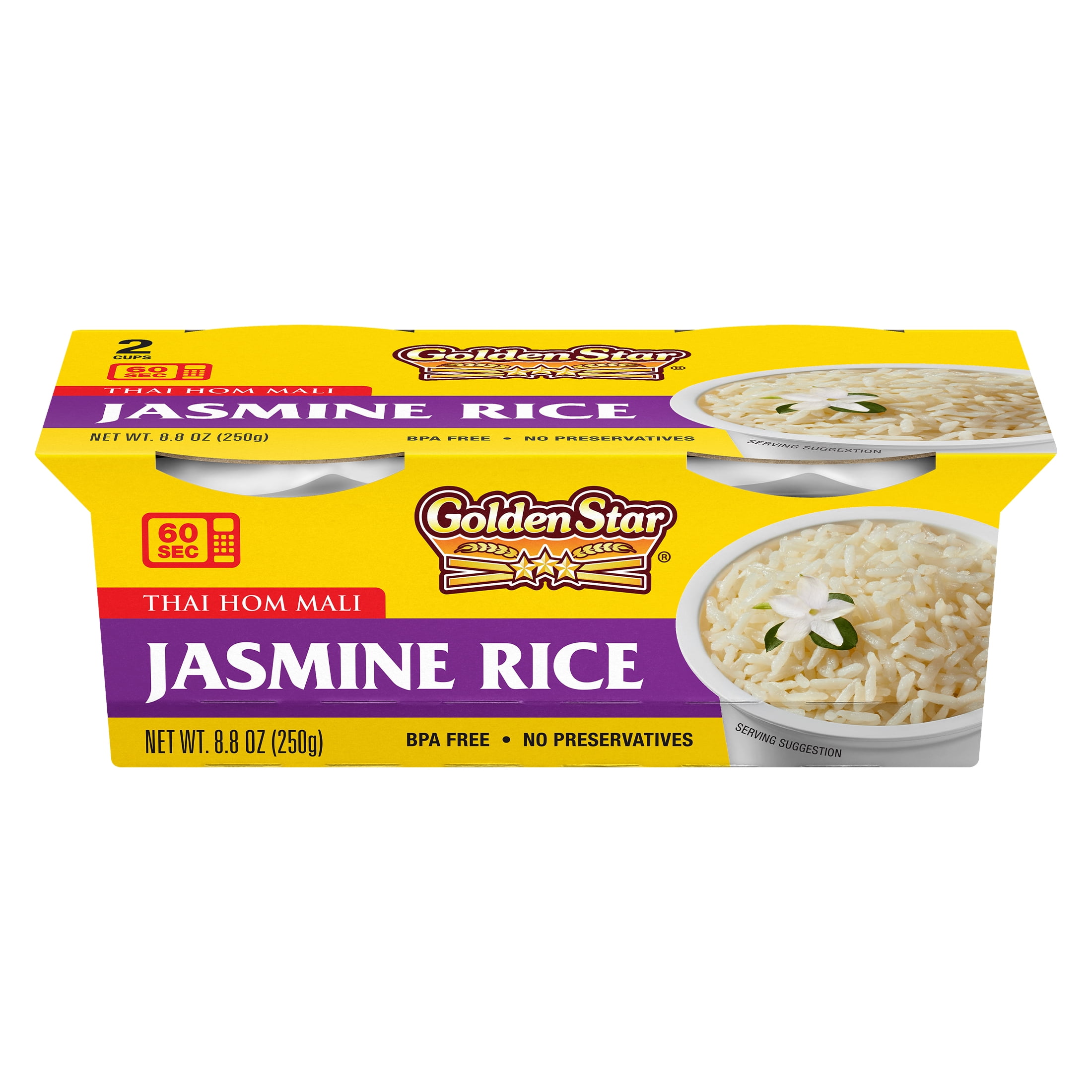 Golden Star Jasmine Rice, 4.4 oz Cups, 2 Pack