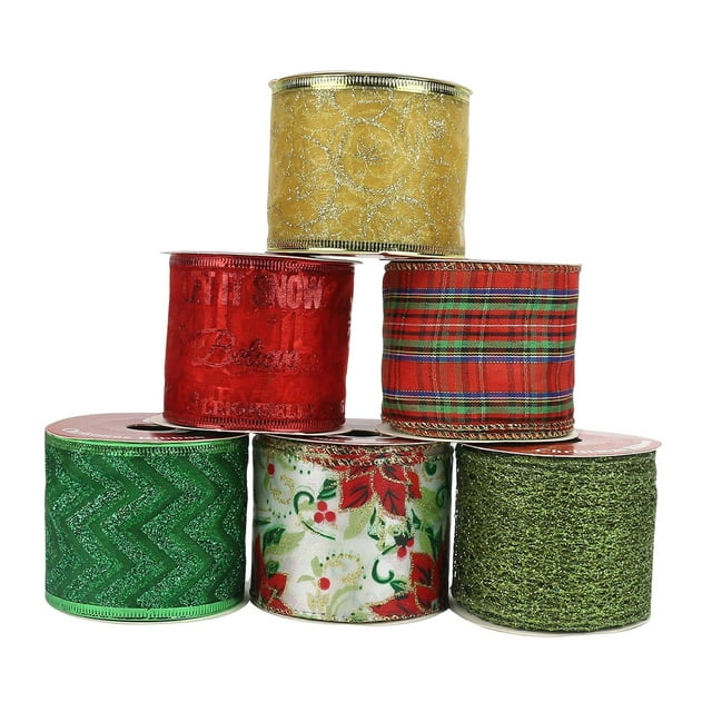 Cintas De Navidad Mezcla De Colores 6 Piezas 2-1/2 Pulgadas 6 Yardas Sunnimix Cinta de malla