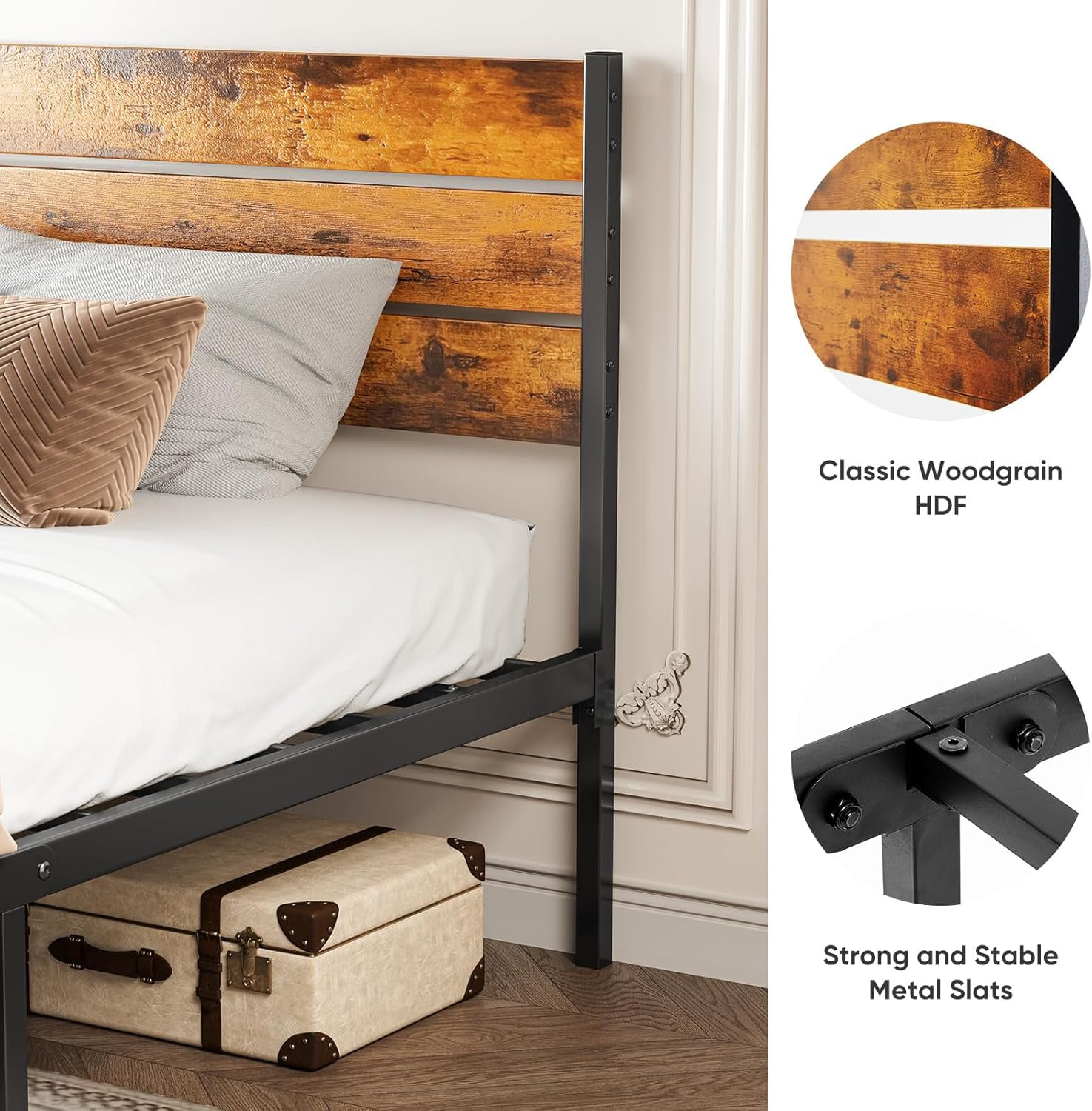 Bigleap Twin Size Metal Platform Bed Frame, No Box Spring Needed with 700LBS Sturdy Wooden Slats Support, Noise Free