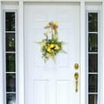 thumbnail image 5 of Mairbeon Artificial Wreath with Plaid Dot Ribbon Easy Care Colorfast Housewarming Gift Non-withered Spring Front Door Artificial Lemon Garland Home Decor, 5 of 10