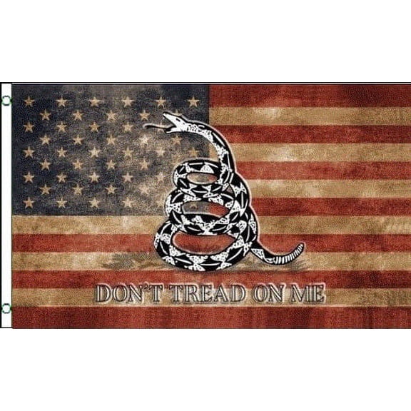3x5 USA Flag Gadsden Dont Tread on Me Tea Stained American Banner FAST SHIP