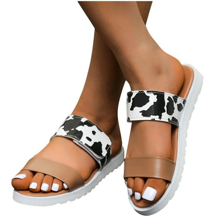 

Women s Ladies Fashion Casual Sandals Leopard Shoes Outdoor Flat Heels Beach Slippers