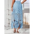 thumbnail image 5 of Lace Patchwork Women's Hollow Out Maxi Skirts High Waisted Boho Fringe Hem Long Skirt, 5 of 6