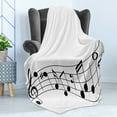 thumbnail image 4 of Music Note Soft Flannel Fleece Blanket, Educational Graphic Print of Notations Learning Sounds and Rhythm, Cozy Plush for Indoor and Outdoor Use, 50" x 60", Charcoal Grey and White, by Ambesonne, 4 of 5