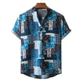 thumbnail image 4 of MIUOWANP Men's Short Sleeve Shirts Casual Hawaiian Style Print Button Lapel Beach Shirt Size XL(10)Blue, 4 of 9