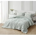 thumbnail image 2 of Chezmoi Collection Gigi 3-Piece Washed Cotton Comforter Set King Size, Elegant Blue Ivory White Floral Printed Bedding Set Reversible Lightweight Comforter for All Season, 2 of 9
