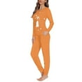 thumbnail image 2 of FOR U DESIGNS Halloween Orange Ghost Pajamas for Women Set Fall Set of 2 Size 6XL Pants Women Nightwear Pajama Sets Loungewear Pjs Sleepwear Long Sleeve for Women, 2 of 6
