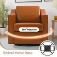 thumbnail image 2 of Swivel Accent Chair with Plump Back Pillow, PU Leather Swivel Armchair for Living Room, Comfy Vintage Barrel Chair for Adults(Leather Light Brown, Set of 2), 2 of 6