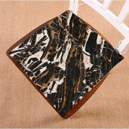 

PKQWTM Black Brown Metal Design Marble Chair Pads Chair Mat Seat Cushion Chair Cushion Floor Cushion Size 18x18 inches