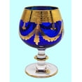 thumbnail image 2 of Interglass - Italy, Cobalt Blue Crystal Cognac Snifters Goblets, Vintage Design, 24K Gold Hand Decorated, 10 Oz, SET OF 6, 2 of 5