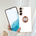 thumbnail image 3 of for Samsung Galaxy S23 Plus Case with 360° Rotation Magnetic Ring Kickstand Holder,Shiny Plating Gold Edge Soft Slim Shockproof +Screen Protector Protective Cover for Women Girls(White), 3 of 13