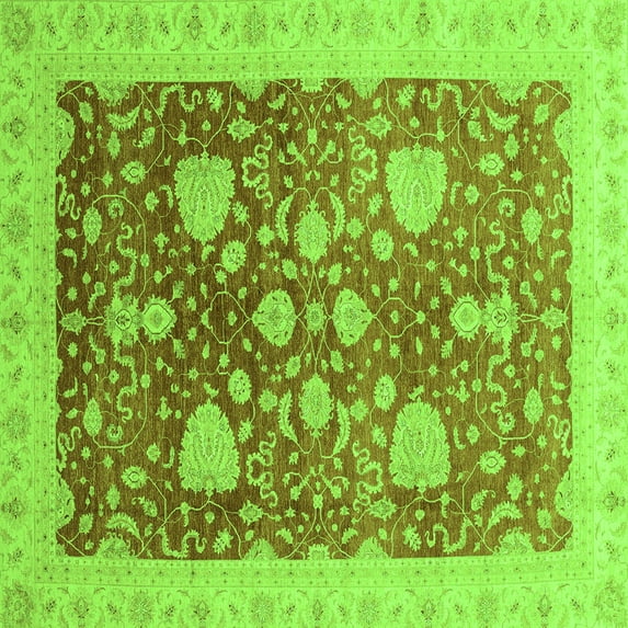 Ahgly Company Indoor Square Oriental Green Modern Area Rugs, 5' Square