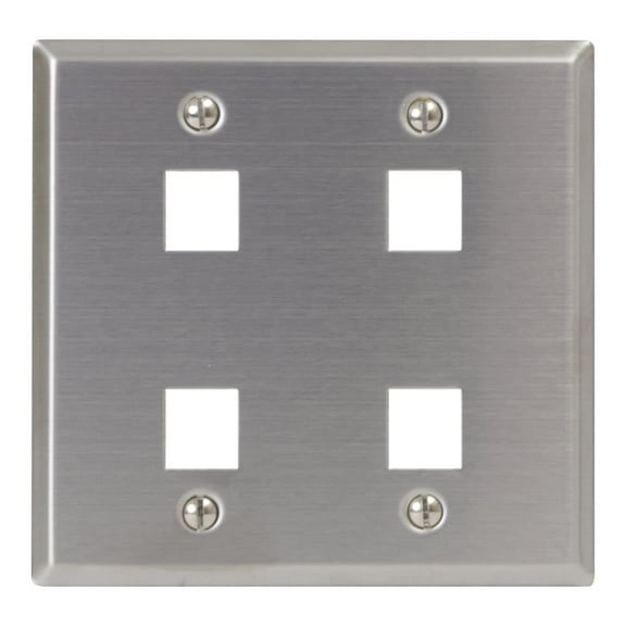 ICC 4-Port Double Gang Stainless Steel Faceplate