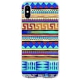 thumbnail image 1 of DistinctInk Clear Shockproof Hybrid Case for iPhone X / XS (5.8" Screen) - TPU Bumper, Acrylic Back, Tempered Glass Screen Protector - Blue Red Yellow Tribal Print, 1 of 5