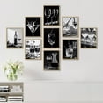 thumbnail image 3 of PixonSign Framed Canvas Print Wall Art Set - Black & White Wine Martini Cocktails Posters - Set of 9 Food Drinks Photography Modern Art Minimal Wall Décor for Living Room, Bedroom - 8"x10" Natural, 3 of 5