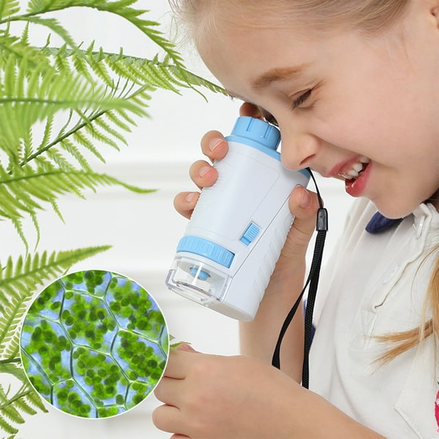 Uklsqma Portable Pocket Handheld Microscope Toy | Mini High-Definition Optical Microscope 60-160X Magnification | Led Light | Educational Science Exploration for Outdoor Nature Study