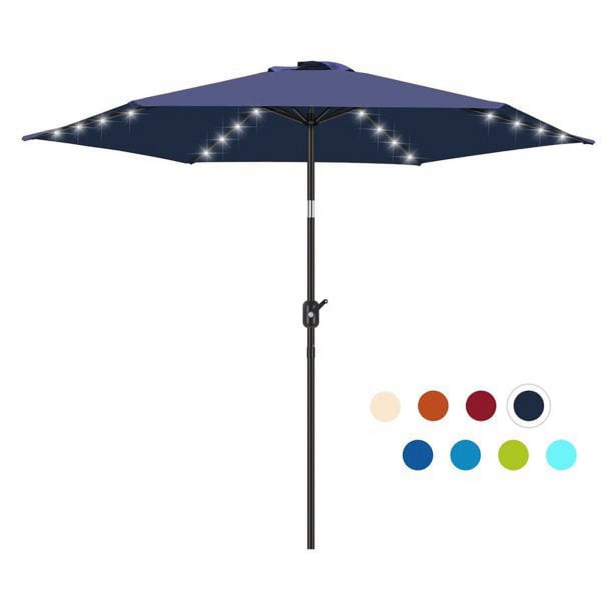 Scafild | 7.5 Ft Solar LED Light Patio Umbrella Outdoor W/ Easy Tilt - Navy
