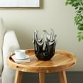 thumbnail image 2 of DecMode 11" Abstract Black Glass Vase with Wavy Oval Cutouts, 2 of 9