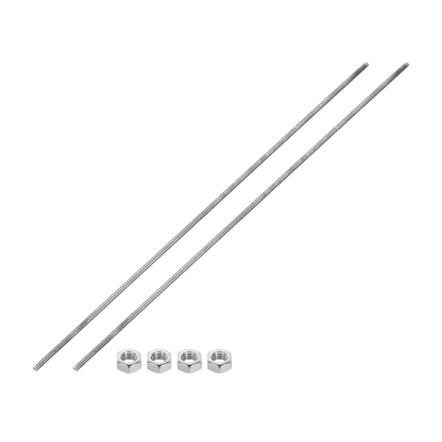 Uxcell Fully Threaded Rod M3 x 250 0.5mm Pitch 304 Stainless Steel With Screw Nuts 2Pcs