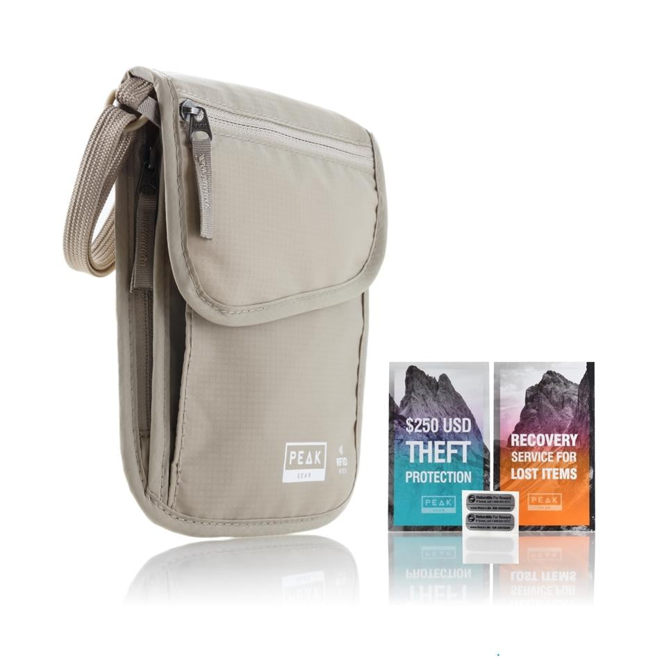 Travel Document Holder Case Includes Lifetime Lost /& Found Service Peak Gear RFID Passport Wallet