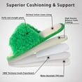 thumbnail image 3 of Women's Fuzzy Faux Fur Slippers Flat Spa Slides Open Toe Cozy Memory Foam Slip On House Slippers Green-7, 3 of 7