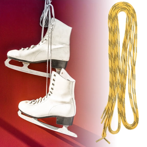 ETHZZLE 1Pair Yellow Professional Hockey Skate Laces Easy Tie Sports Shoe Replacement