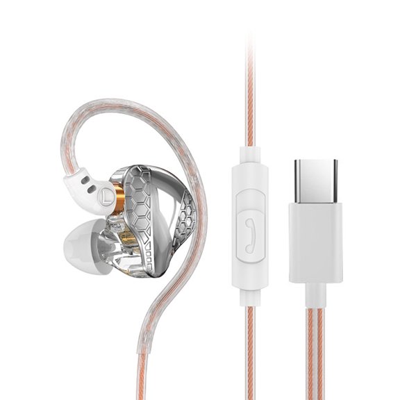 Hwkond Wired Headphones Earbuds, In Ear Wrap Around Type No Latency Lightweight Transparent Highly Adaptable Comfortable To Wear Wired Sports Earbuds Headphones