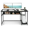 thumbnail image 1 of Giantex Computer Desk, PC Gaming Table w/Power Outlet & USB Ports for Home Office, Black, 1 of 6