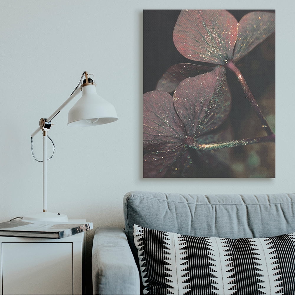 Stupell Industries Red Sparkle Petals Warm Tone Clover Detail Canvas Wall Art by Daphne Polselli