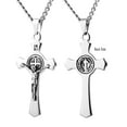 thumbnail image 6 of HZMAN Stainless Steel Saint St St. Benedict Crucifix Cross Pendants Necklace INRI (Silver), 6 of 7