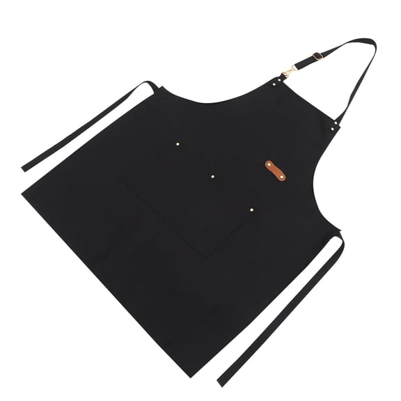 KONTONTY Black Cloth Kitchen Apron for Men's and Women's Professional Hair Stylist Grease Proofing and Protective Use 30.0 x 28.0