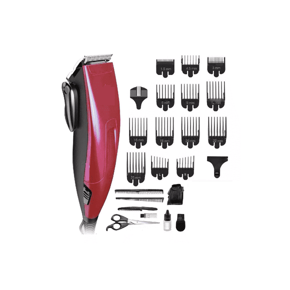 Kit Máquina Peluquería Recortadora Cabello y Barba Viaje Rojo