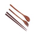 thumbnail image 3 of Wooden Fork Spoon Chopsticks Three Pieces Set Japanese Korea Style Travel Portable Tableware Nice Dinnerware(No Entangled, Fork Spoon Chopsticks), 3 of 7