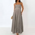 thumbnail image 2 of Kureaily Women Striped Sleeveless Maxi Dress Swing Cutout Midi Dress Backless Smocked Spaghetti Strap Boho Flowy Long Wrap Dresses Summer Dress Loose Casual Dress, 2 of 8