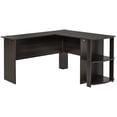 thumbnail image 2 of HOMCOM L-Shaped Computer Desk, Laptop Workstation with Return and 2 Storage Shelves for Home Office, Dark Brown, 2 of 9