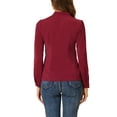 thumbnail image 3 of CAMISA DE BOTONES DE MANGA LARGA EN V ELEGANTE PARA MUJER CHIC XL ROJO VINO, 3 of 6