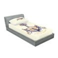 thumbnail image 2 of Ambesonne Ocean Fitted Sheet & Pillow Sham Set, Vintage Style Anchor Sign, Twin, Orange Blue Yellow, 2 of 2