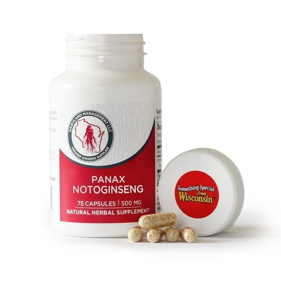 Dairyland Management Ginseng - Notoginseng Capsules - 75 ct - Tienchi Ginseng Complex Capsules - Authentic Notoginseng Capsule - Vegan Panax Ginseng Capsules for Use as a Daily Immune Support