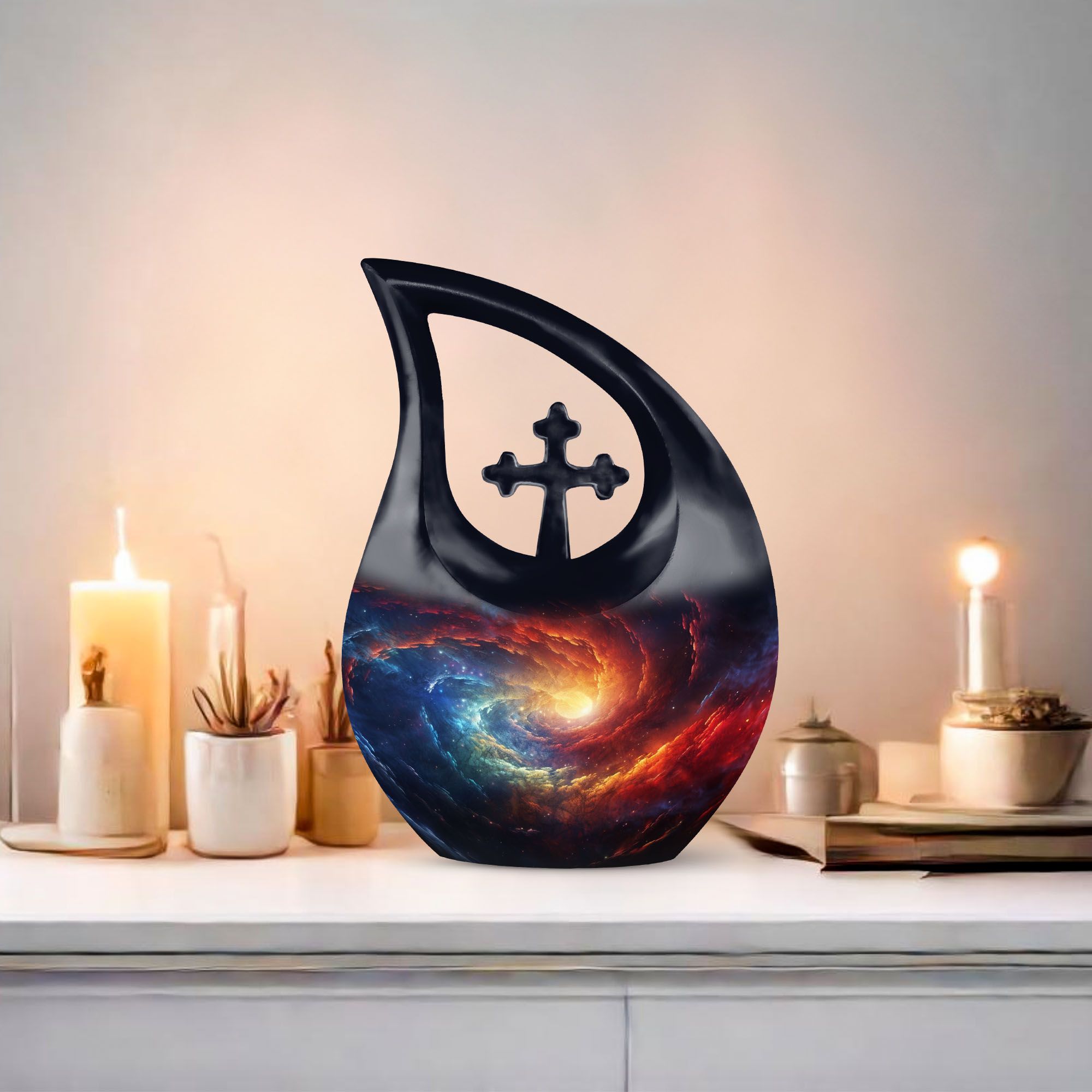 MUKTIVE Galaxy Urn for Ashes - Tear Drop Urns for Human Ashes - 10 Large Galaxy Design Urn - largeFor Women & Men