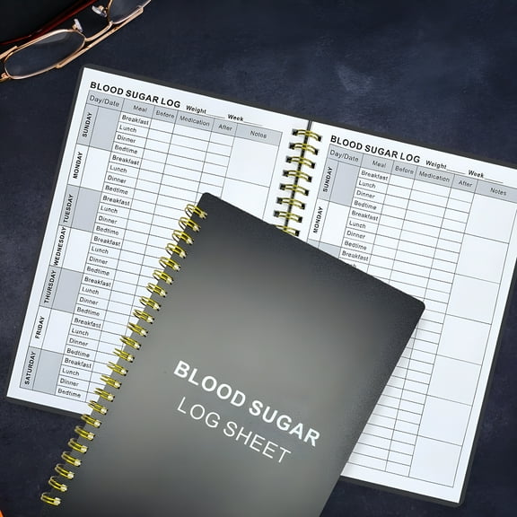 CCOCC 1 Pack A5 Diabetes Blood Sugar Log Book - Daily Glucose Tracking,Medication Log & Meal Planner for Diabetics,Elderly & Family Caregivers 60-Page Undated Health Journal