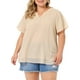 thumbnail image 1 of Blusas de mujer de tallas grandes Agnes Orinda con puntos suizos, de manga corta y cuello con muesca, primavera verano 5X beige, 1 of 6